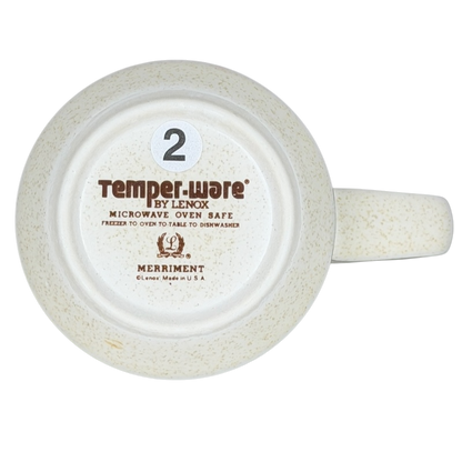 Underside view of Temperware Merriment Mug Lenox with dishwasher and microwave safety features