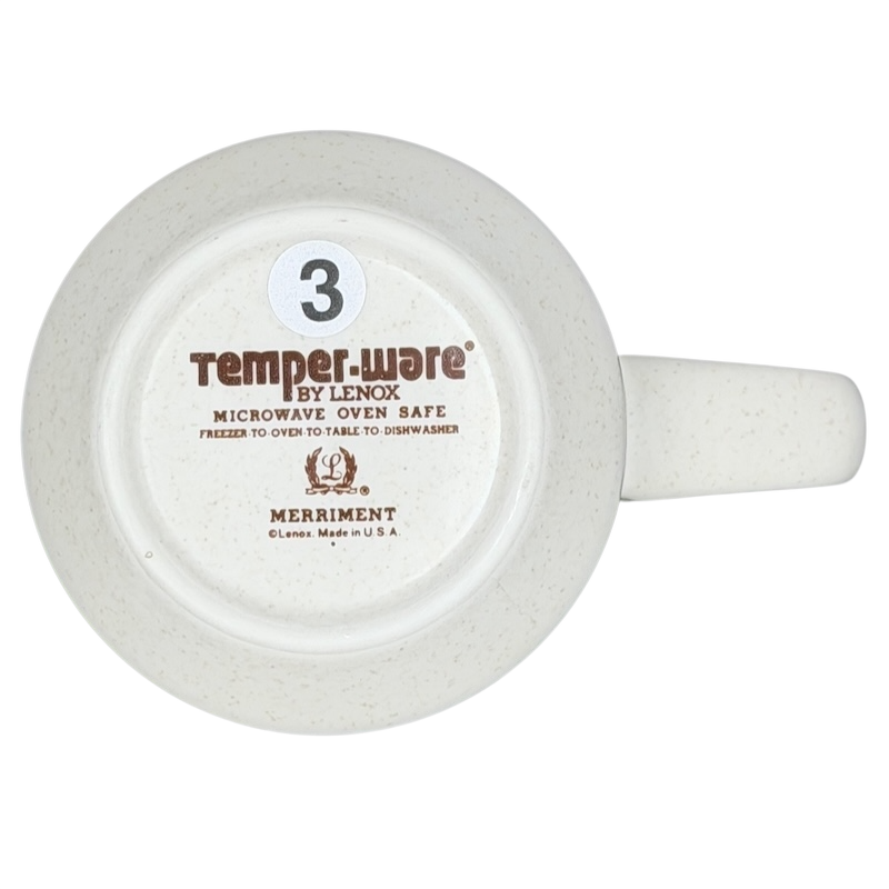 Bottom view of Temperware Merriment Mug Lenox marked microwave oven safe for durable serving
