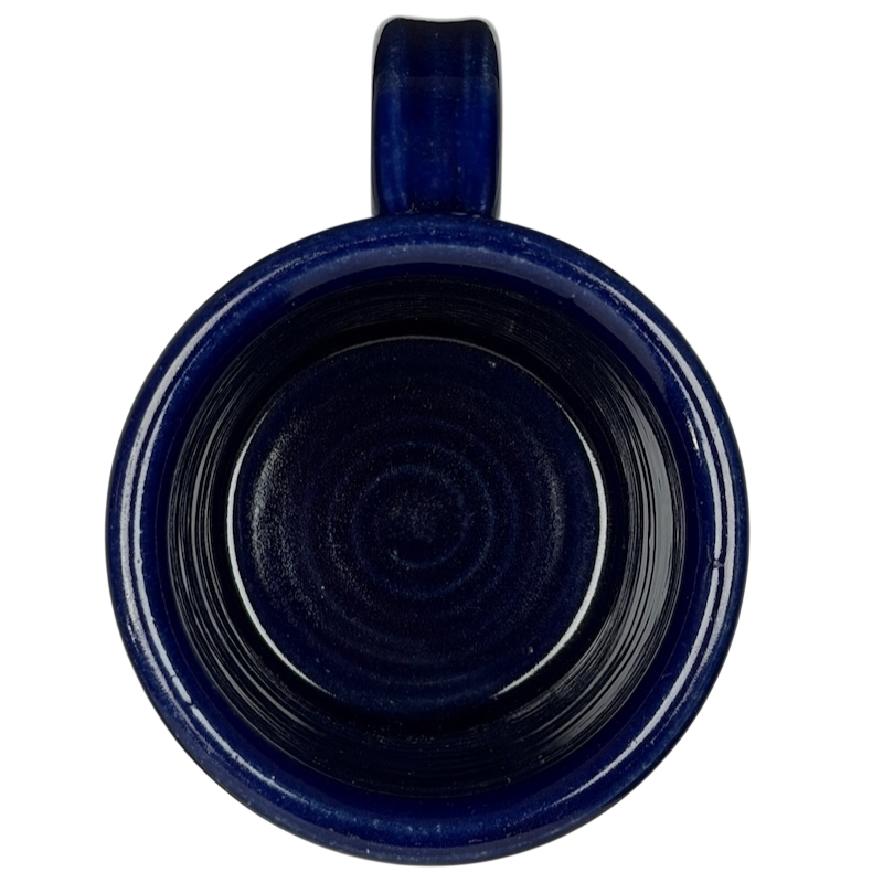 Top view of The Broadmoor Colorado Pottery Mug in deep blue ceramic finish