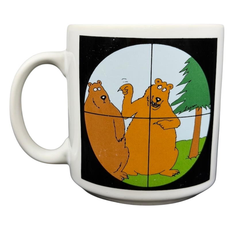 The Far Side Bears In Crosshairs Mug OZ featuring cartoon bears in a humorous design