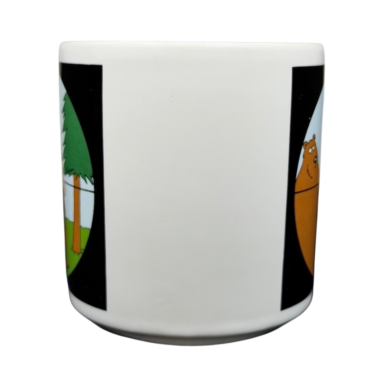 The Far Side Bears In Crosshairs Mug OZ featuring cartoon bears and forest illustrations