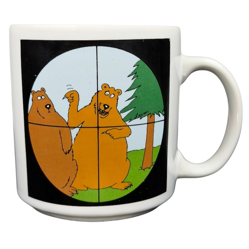 The Far Side Bears In Crosshairs Mug OZ featuring cartoon bears in a humorous illustration