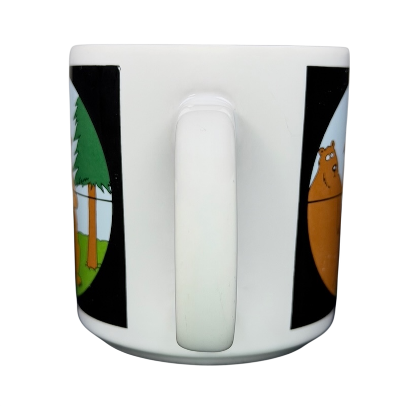 The Far Side Bears In Crosshairs Mug OZ featuring playful bear illustrations on a white background