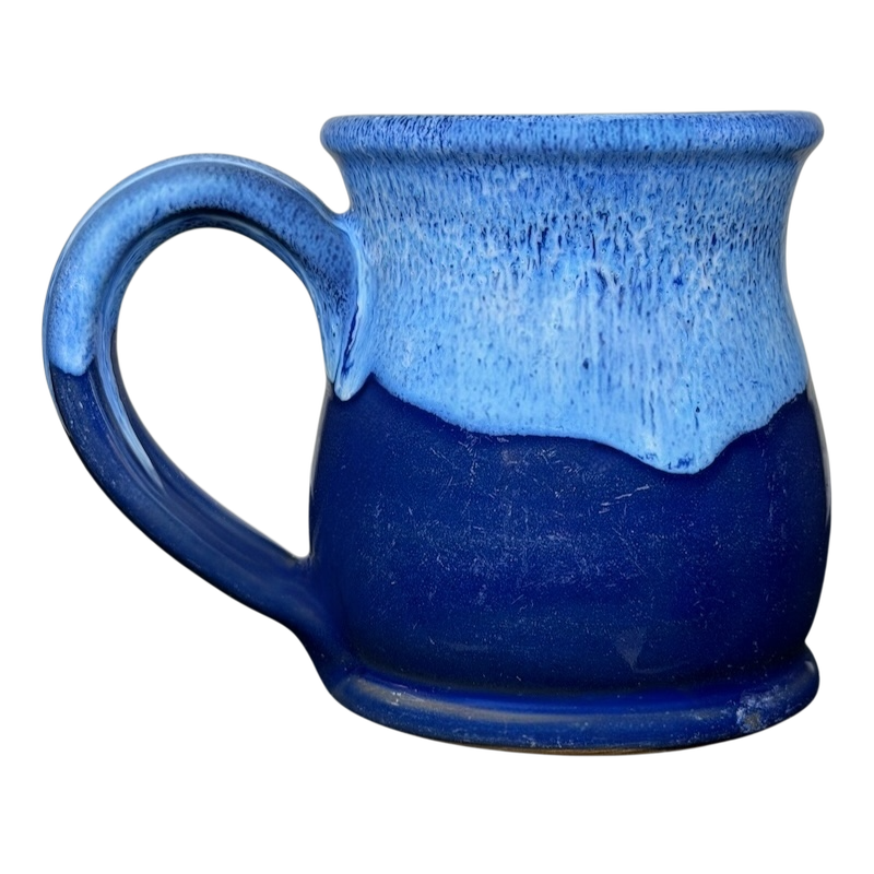 The Original Pancake House Poway and Temecula California Blue Mug 2017 Deneen Pottery with a glossy blue finish