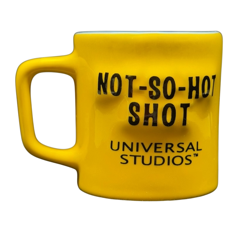 The Simpsons Homer Simpson Not-So-Hot Shot Universal Studios Mini Mug in bright yellow color