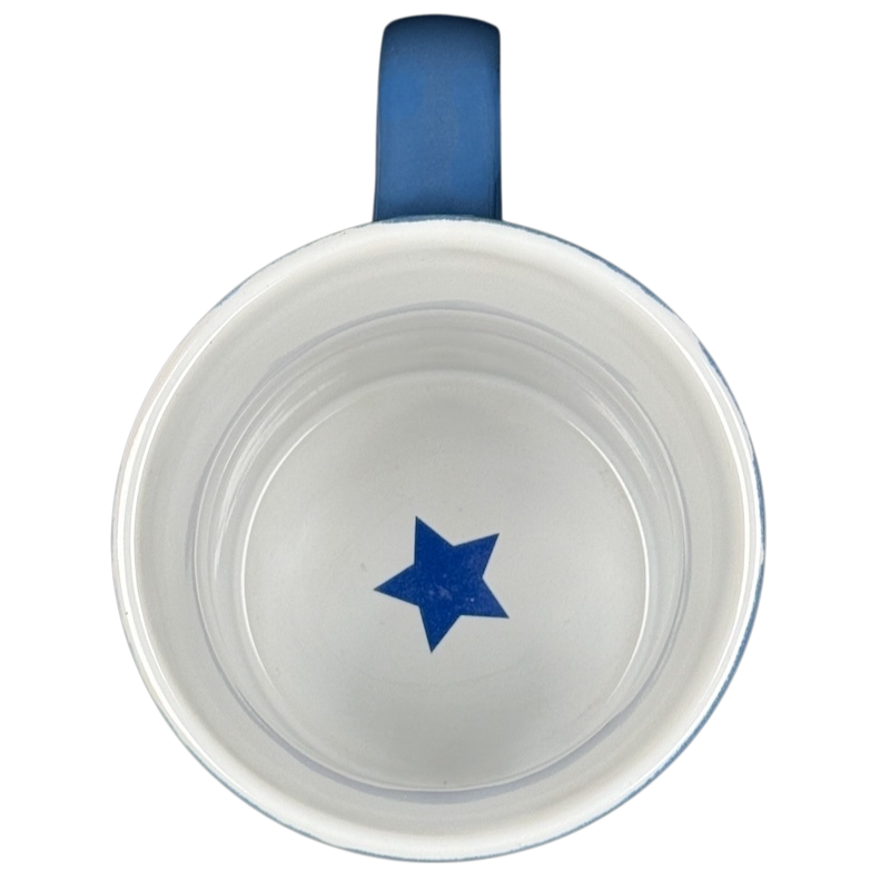 THL ceramic coffee mug top view with blue handle and star at base it is what it is rare mug