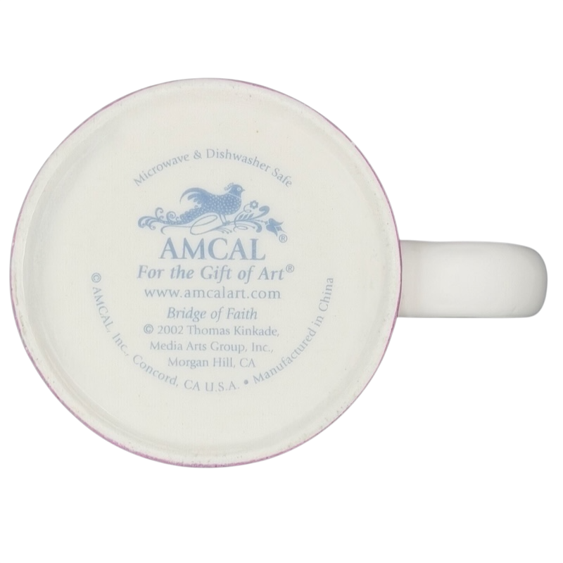 Amcal Thomas Kinkade Bridge of Faith vintage mug featuring a decorative base design and microwave safe details