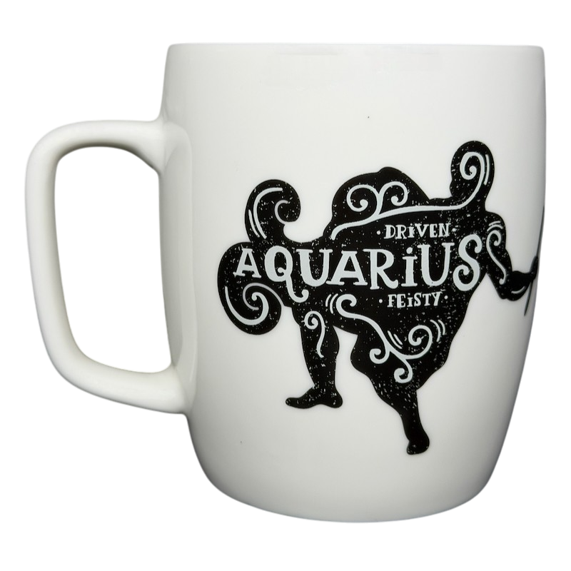 AQUARIUS Astrology Zodiac Mug Threshold featuring a stylish black design on a white background