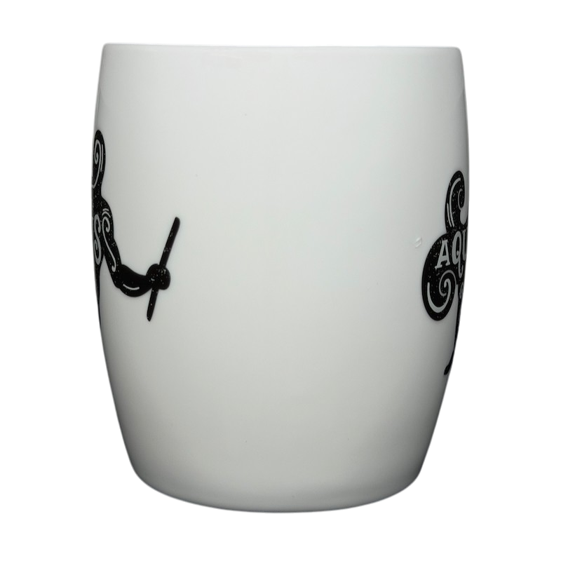White Threshold AQUARIUS Astrology Zodiac Mug with elegant black design for astrology enthusiasts