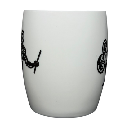 White Threshold AQUARIUS Astrology Zodiac Mug with elegant black design for astrology enthusiasts