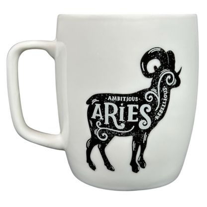 Aries Astrology Zodiac Mug Threshold featuring a black ram design and the word Aries