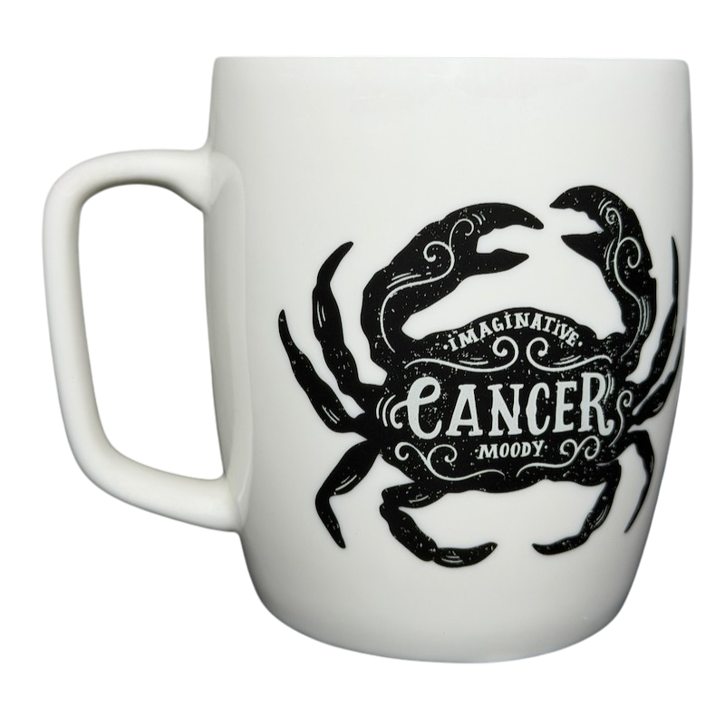 Threshold Cancer Astrology Zodiac Mug with Crab Design and Imaginative Moody Text