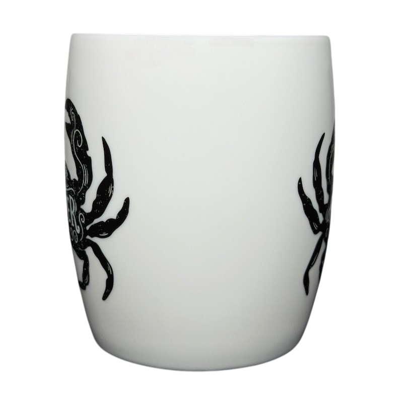 CANCER Astrology Zodiac Mug Threshold featuring a stylish crab design in black on a white background