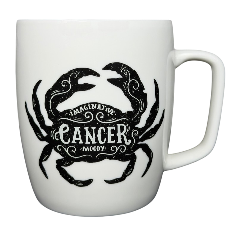 Threshold CANCER Astrology Zodiac Mug featuring a crab design with imaginative and moody text