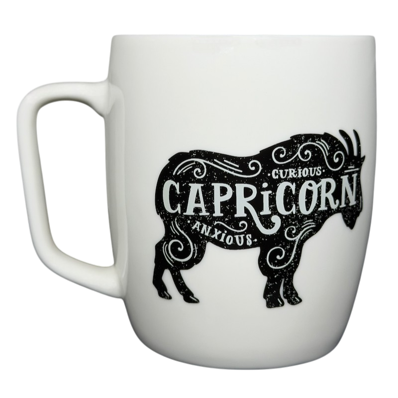 Threshold CAPRICORN Astrology Zodiac Mug featuring a stylish black and white design