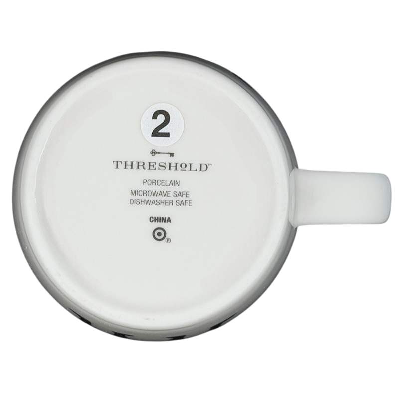 Bottom view of Threshold GEMINI Astrology Zodiac Mug showing porcelain material and care instructions