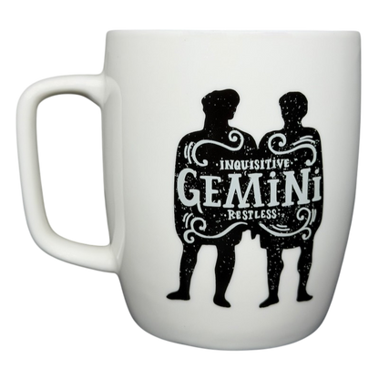 Threshold GEMINI Astrology Zodiac Mug featuring inquisitive and restless design in black