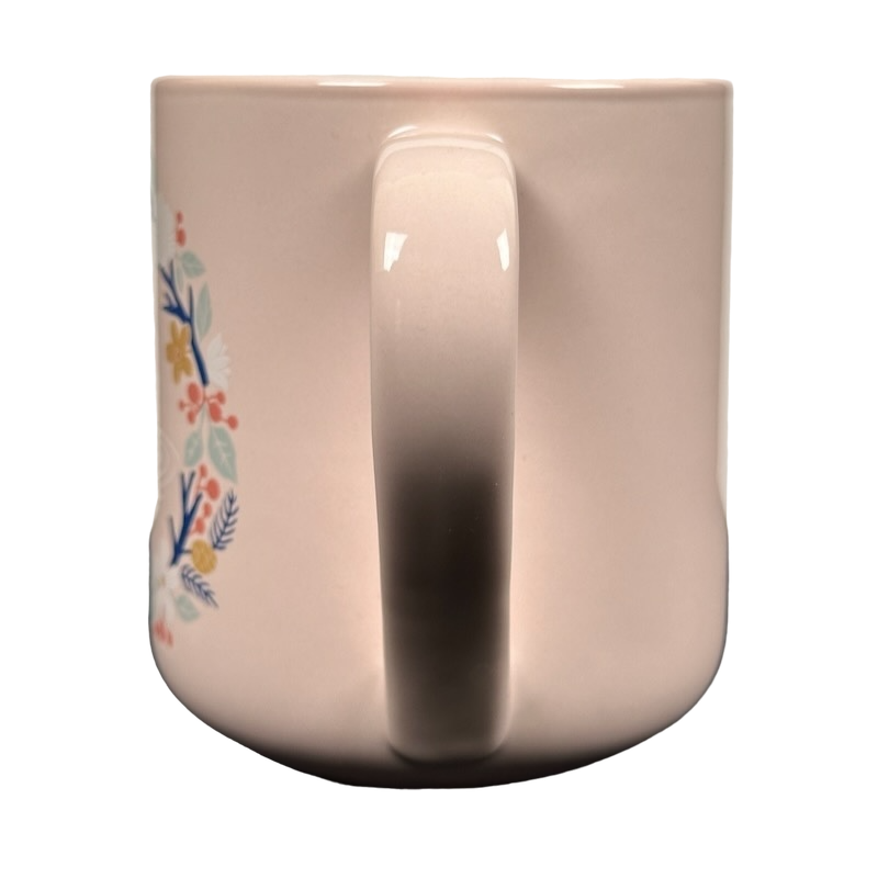 Hello lovely swan mug with floral design and smooth handle in a soft pink color