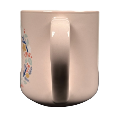 Hello lovely swan mug with floral design and smooth handle in a soft pink color