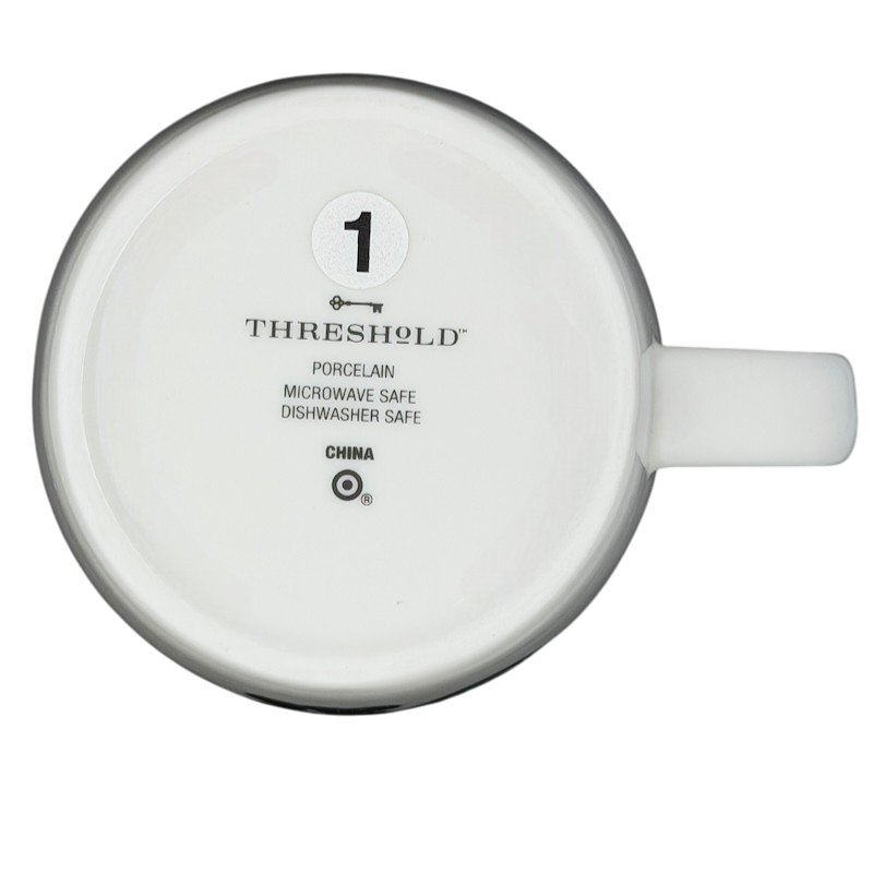 Bottom view of a Threshold Libra Astrology Zodiac Mug with porcelain material, microwave and dishwasher safe