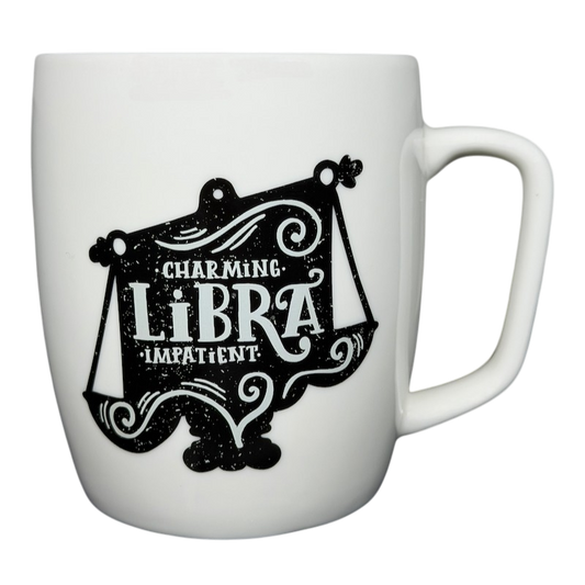 Libra Astrology Zodiac Mug Threshold featuring charming and impatient design on a white ceramic mug
