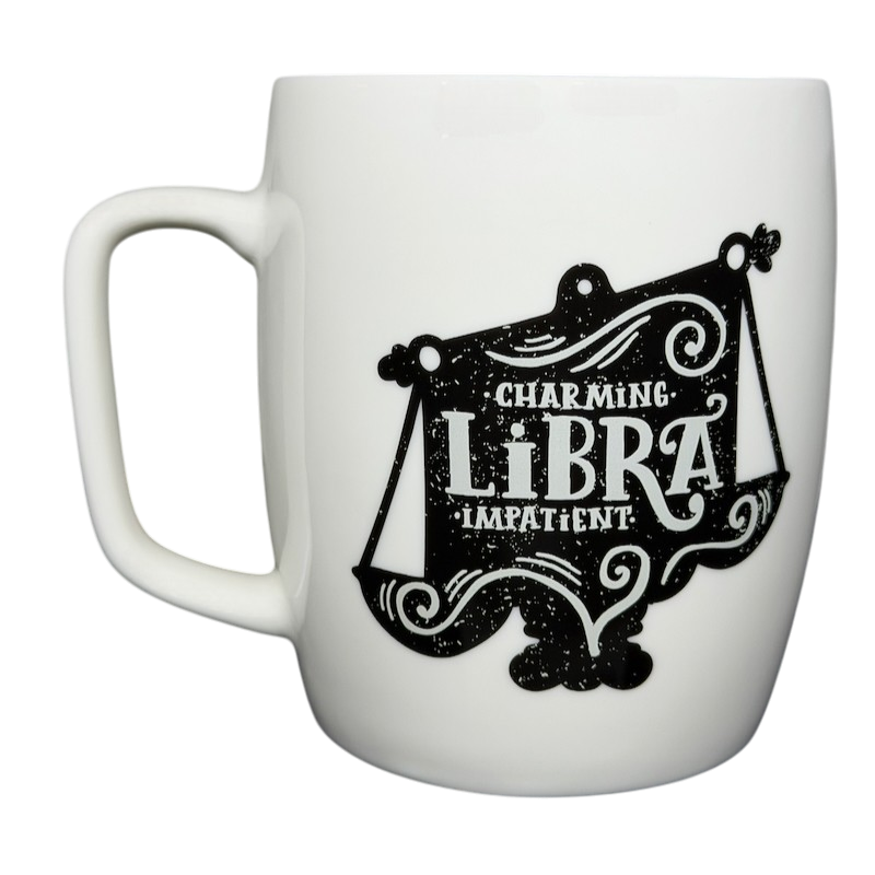 Libra Astrology Zodiac Mug Threshold featuring a charming design with the word Libra