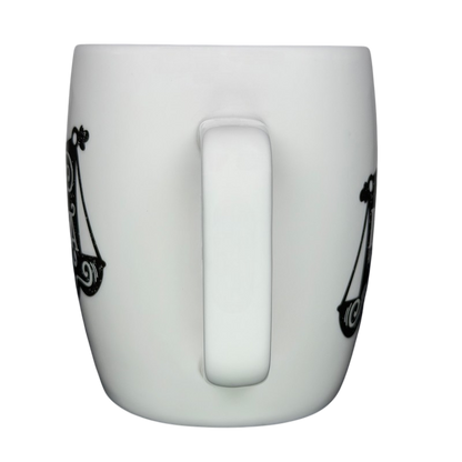 Libra Astrology Zodiac Mug Threshold with elegant black scale design for astrology enthusiasts