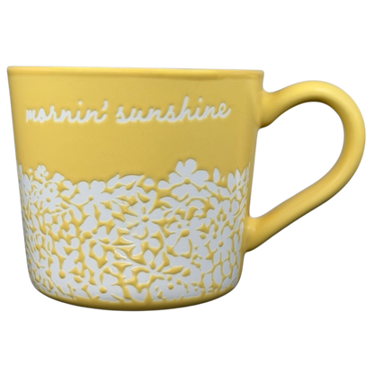 Mornin' Sunshine etched floral Threshold mug in vibrant yellow with a delicate floral design