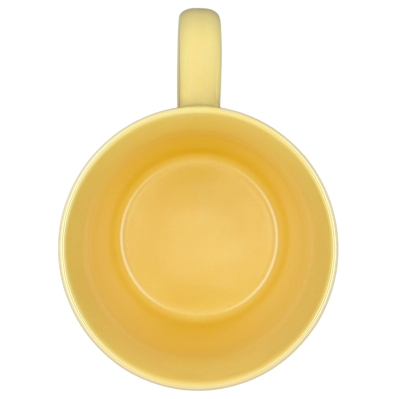 Top view of Mornin' Sunshine etched floral Threshold mug in sunny yellow color