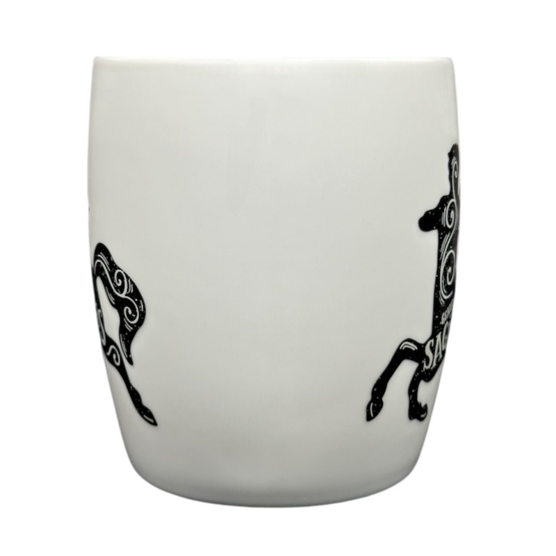 Sagittarius Astrology Zodiac Mug Threshold with elegant horse design on a white background