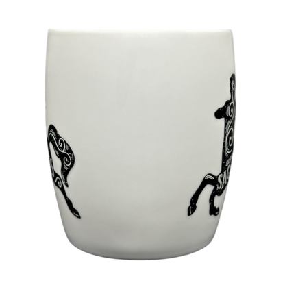 Sagittarius Astrology Zodiac Mug Threshold with elegant horse design on a white background