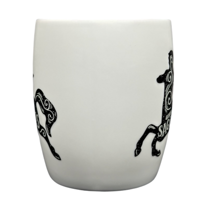 Sagittarius Astrology Zodiac Mug Threshold with elegant black designs of Sagittarius symbol