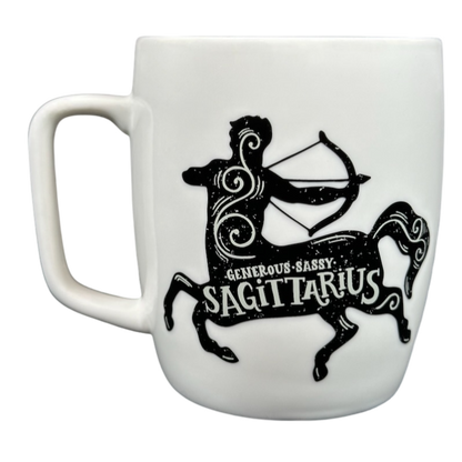 Threshold Sagittarius Astrology Zodiac Mug featuring a centaur design and text for astrology lovers