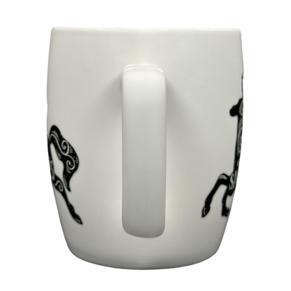 Threshold Sagittarius Astrology Zodiac Mug featuring artistic horse designs on a white background