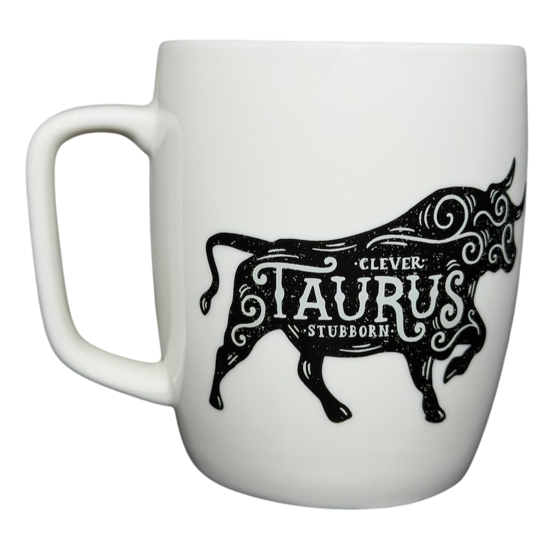Threshold TAURUS Astrology Zodiac Mug featuring a bull design with clever and stubborn text