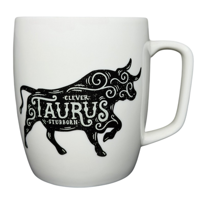 Threshold TAURUS Astrology Zodiac Mug featuring a black bull design with clever and stubborn text