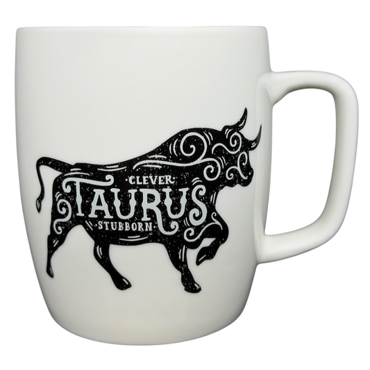 Threshold TAURUS Astrology Zodiac Mug featuring a bull design and the words Clever and Stubborn