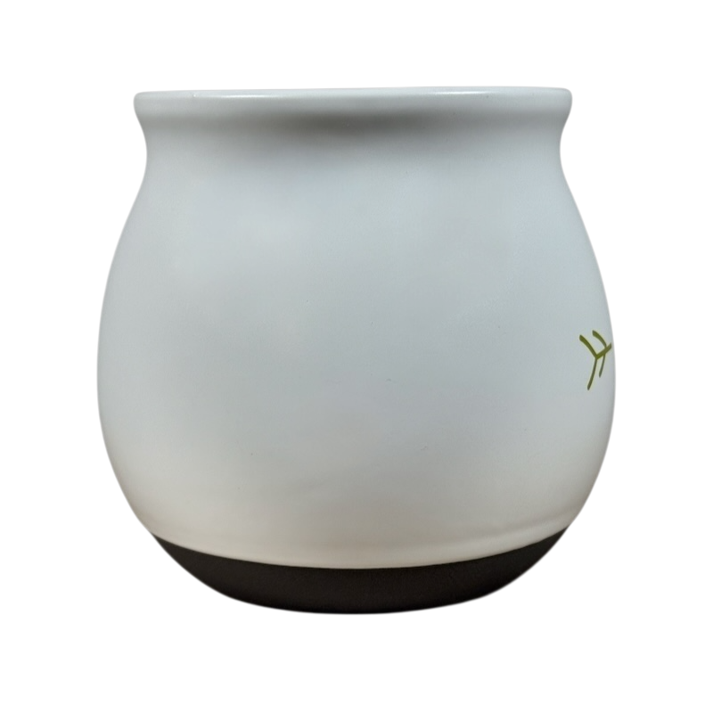 Threshold monogram initial cream P mug rounded ceramic cream coffee cup with small green P and black base