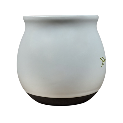 Threshold monogram initial cream P mug rounded ceramic cream coffee cup with small green P and black base