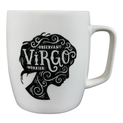Virgo Astrology Zodiac Mug Threshold with a silhouette design and observant text