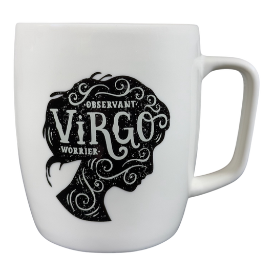 Virgo Astrology Zodiac Mug Threshold with a silhouette design and observant text