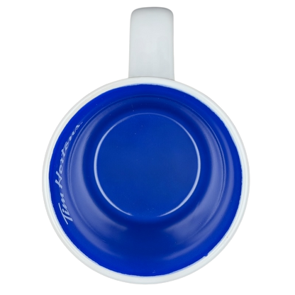 Interior view of the Tim Hortons Winter Ski Scene Mug showcasing its vibrant blue color