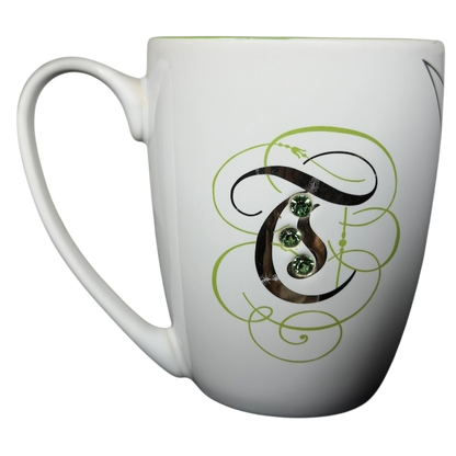 Disney Tinker Bell monogram sparkle collectible mug with elegant design and gemstone accents