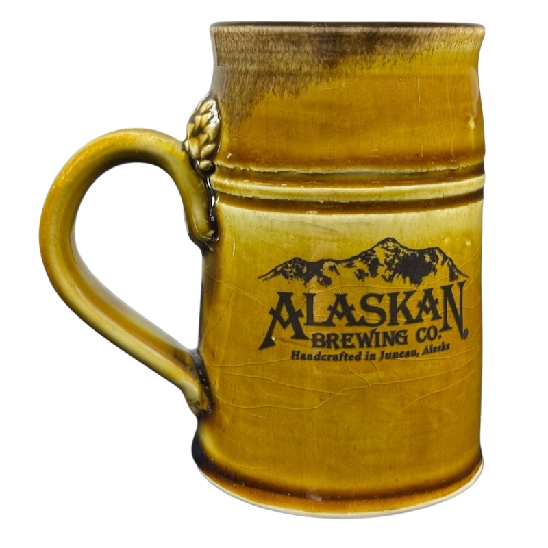 Tom's Pots Alaskan Brewing Co vintage mug with mountain design and handcrafted details