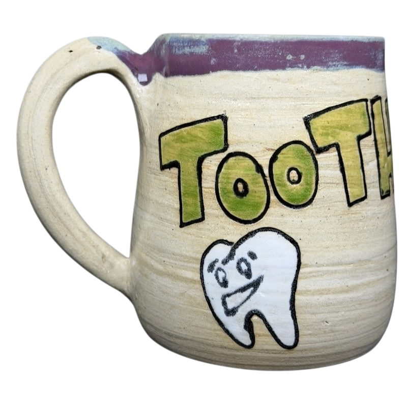 Tooth Hurty Pottery Mug Duck Yeah! with playful tooth design and colorful lettering