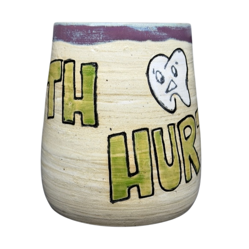 Tooth Hurty Pottery Mug Duck Yeah! Featuring a playful tooth design and colorful lettering