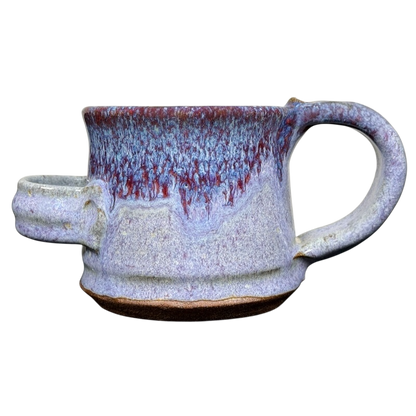 Ugly Face Pottery Man With Moustache And Tongue Mug Mahon Made Stoneware in unique blue and red glaze