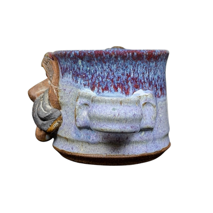 Unique Ugly Face Pottery Man With Moustache And Tongue Mug Mahon Made Stoneware with colorful glaze finish