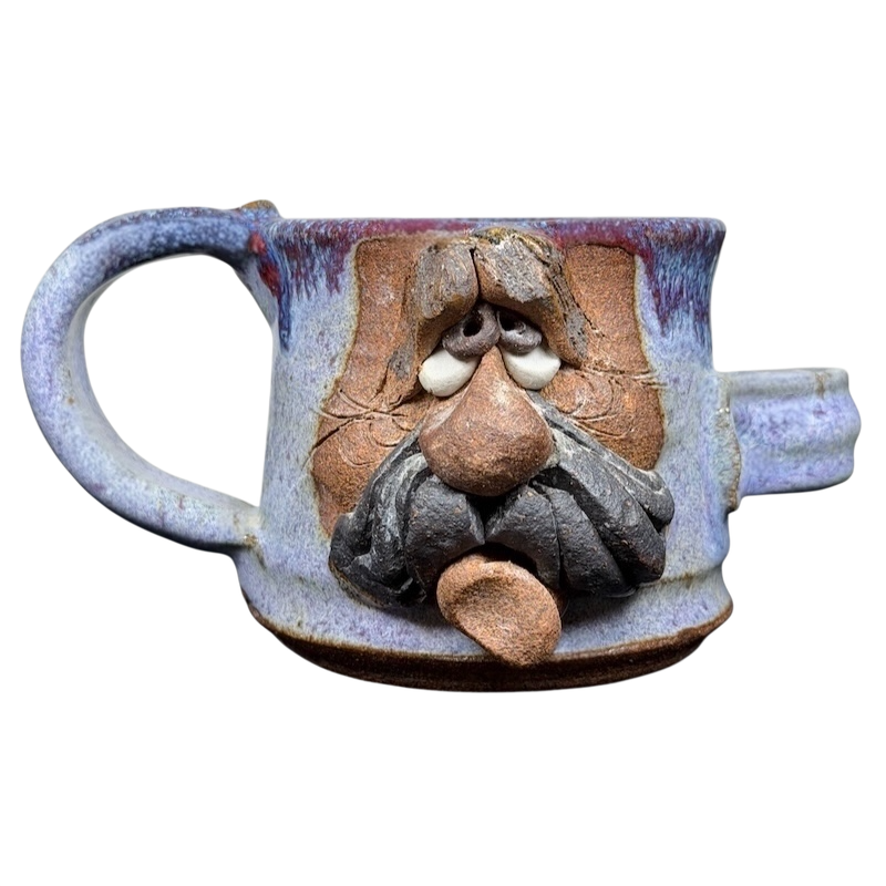 Ugly Face Pottery Man With Moustache And Tongue Mug Mahon Made Stoneware featuring a unique handcrafted design
