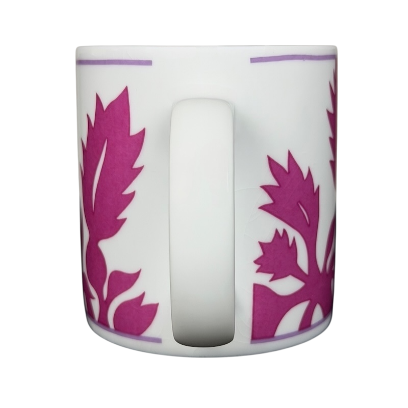 ULU Mamo Magenta Floral vintage Mug featuring intricate floral designs on a white background